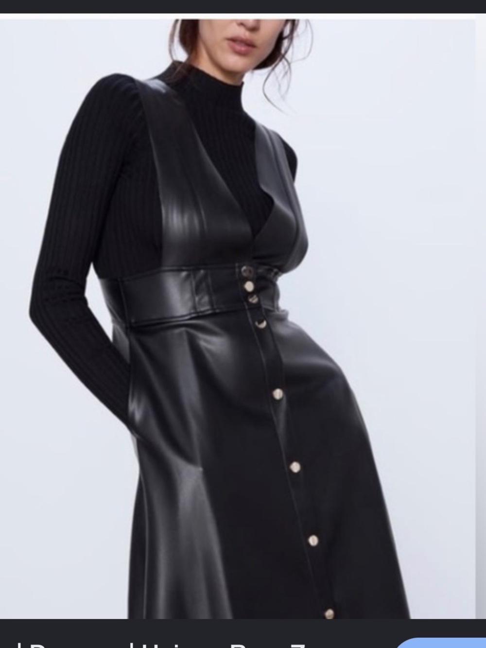 Zara Faux Leather Pinafore Midi Dress Jumper - Picture 6 of 8